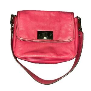 Kate Spade New York Pink Leather Front Flap Shoulder Bag Removable Strap